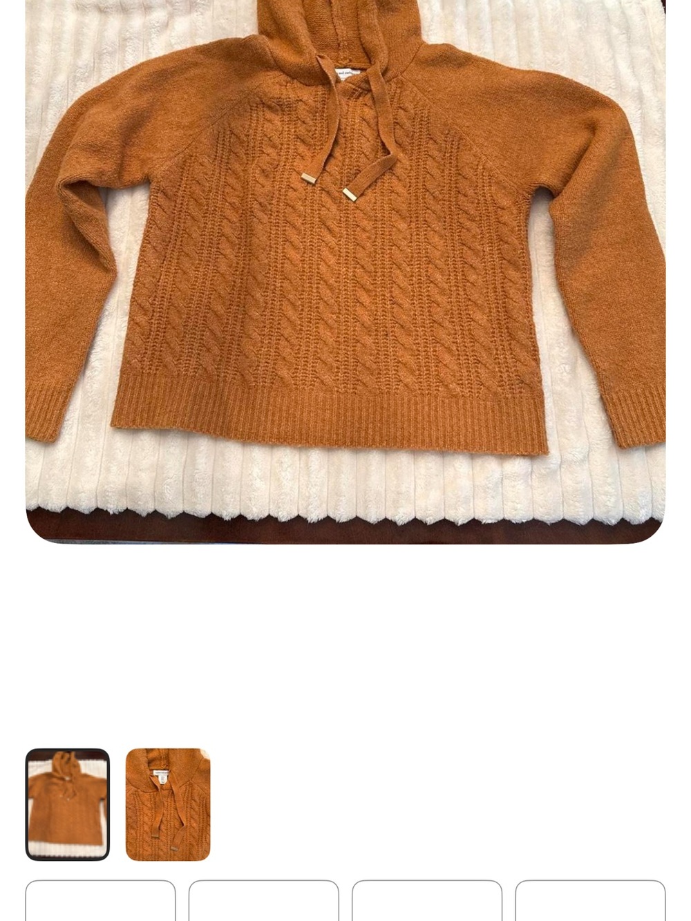 cupcakes & cashmere Cable-Knit Hooded Sweater in Rust